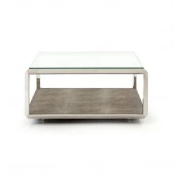 FOUR HANDS SHAGREEN SHADOW BOX COFFEE TABLE: STAINLESS STEEL Furniture