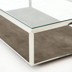 FOUR HANDS SHAGREEN SHADOW BOX COFFEE TABLE: STAINLESS STEEL Furniture