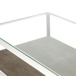 FOUR HANDS SHAGREEN SHADOW BOX COFFEE TABLE: STAINLESS STEEL Furniture