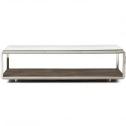 FOUR HANDS SHAGREEN SHADOW BOX COFFEE TABLE: STAINLESS STEEL Furniture
