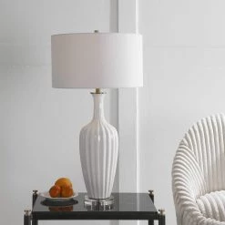 UTTERMOST STRAUSS GLOSS WHITE CERAMIC TABLE LAMP Lighting