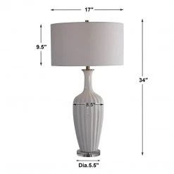 UTTERMOST STRAUSS GLOSS WHITE CERAMIC TABLE LAMP Lighting