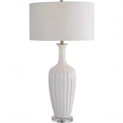 UTTERMOST STRAUSS GLOSS WHITE CERAMIC TABLE LAMP Lighting
