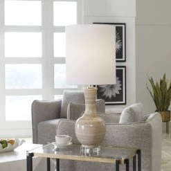 UTTERMOST Lighting STRIATED BEIGE CERAMIC TABLE LAMP