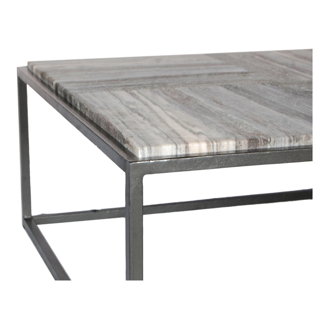MOES SQUARE STRIATED GREY MARBLE TOP COFFEE TABLE 3 MOES SQUARE STRIATED GREY MARBLE TOP COFFEE TABLE