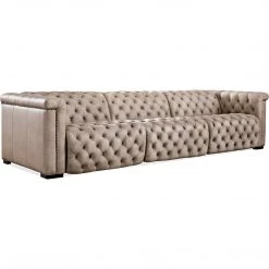 HOOKER Furniture SAVION GRANDIER TUFTED LEATHER SOFA: GIOVANNI TAUPE