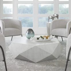 UTTERMOST TAMBORA COFFEE TABLE: WHITE CERUSE