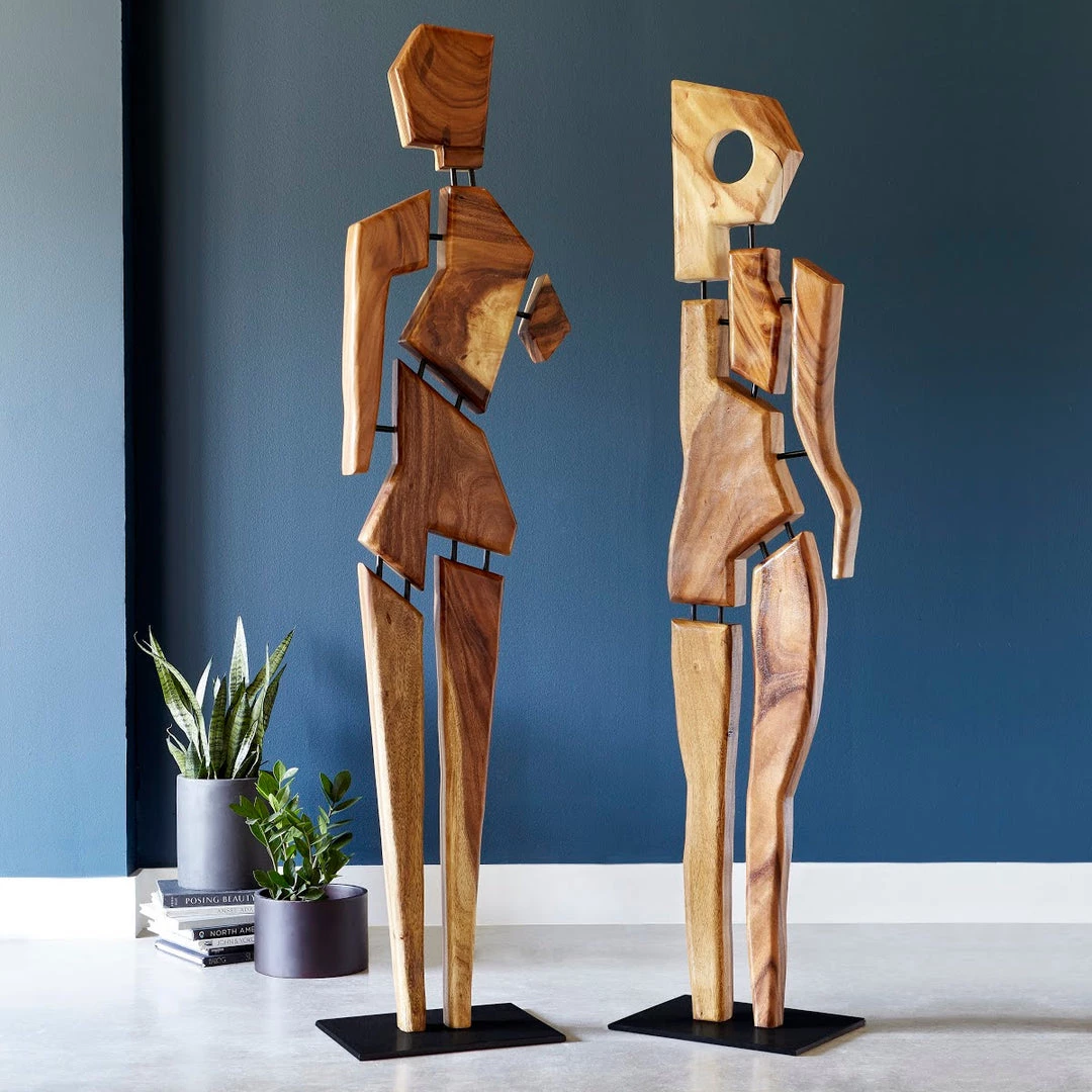 PHILLIPS COLLECTION JACK & JILL CHAMCHA WOOD SCULPTURE 2 PHILLIPS COLLECTION JACK & JILL CHAMCHA WOOD SCULPTURE