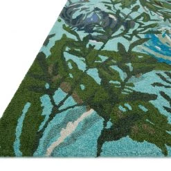 LOLOI WILD BLOOM WOOL RUG: AQUA, GREEN