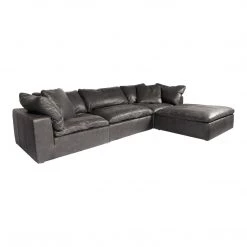 MOES Furniture CLAY MODULAR NUBUCK BLACK LEATHER SECTIONAL