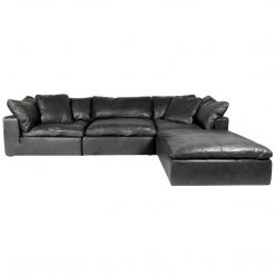 MOES Furniture CLAY MODULAR NUBUCK BLACK LEATHER SECTIONAL