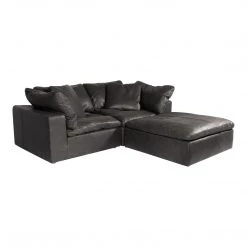 MOES Furniture CLAY MODULAR NUBUCK BLACK LEATHER SECTIONAL