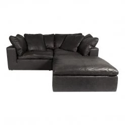 MOES Furniture CLAY MODULAR NUBUCK BLACK LEATHER SECTIONAL