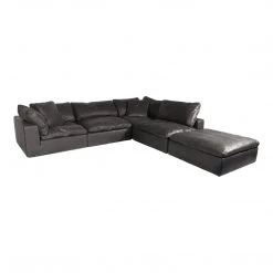 MOES Furniture CLAY MODULAR NUBUCK BLACK LEATHER SECTIONAL