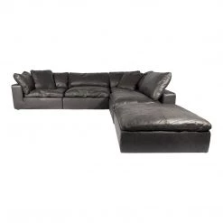 MOES Furniture CLAY MODULAR NUBUCK BLACK LEATHER SECTIONAL
