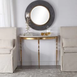 UTTERMOST ZELLA MARBLE TOP DEMILUNE CONSOLE
