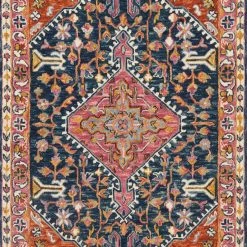 LOLOI ZHARAH 01 HOOKED WOOL RUG: NAVY MULTI