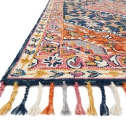 LOLOI ZHARAH 01 HOOKED WOOL RUG: NAVY MULTI