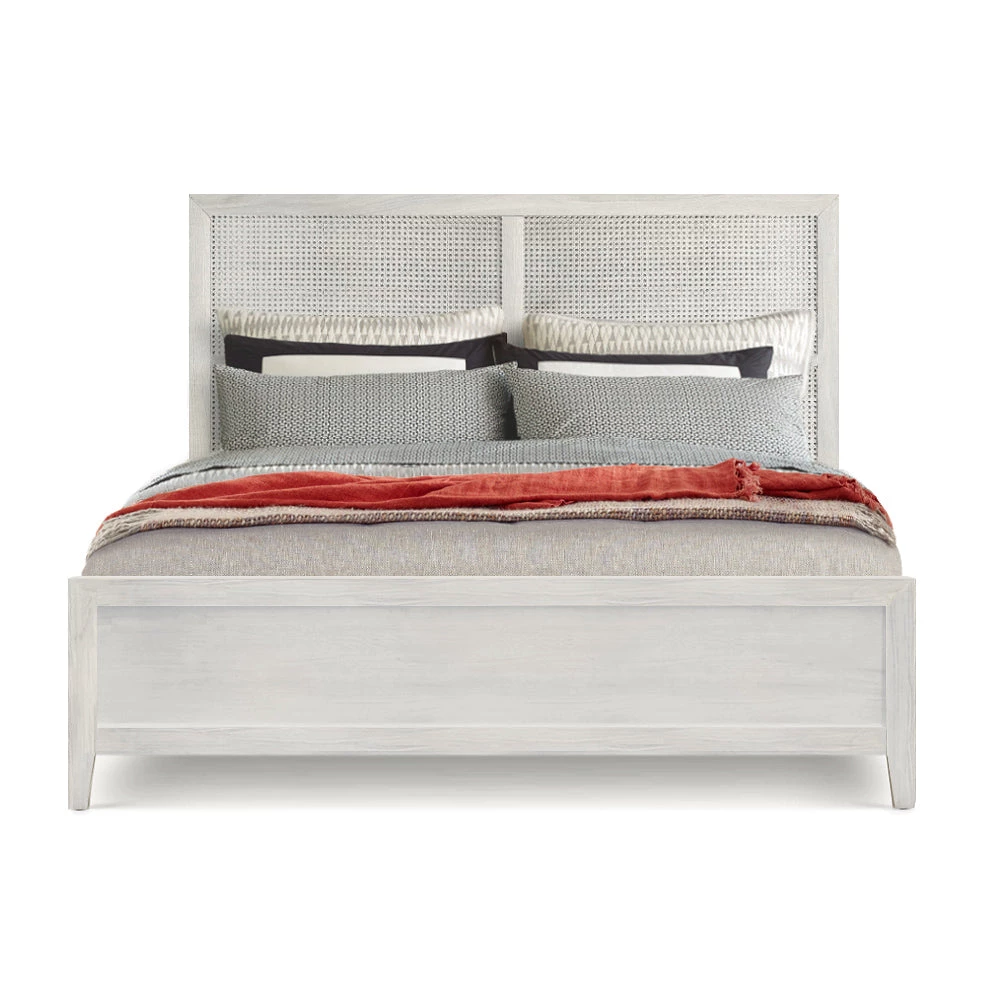 DOVETAIL ABBY WHITE WASHED CANE PANEL BED Bedroom 1 DOVETAIL ABBY WHITE WASHED CANE PANEL BED Bedroom