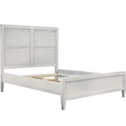 DOVETAIL ABBY WHITE WASHED CANE PANEL BED Bedroom 5 DOVETAIL ABBY WHITE WASHED CANE PANEL BED Bedroom