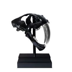 PHILLIPS COLLECTION SABER TOOTH SKULL SCULPTURE: BLACK, SILVER Pillows + Decor