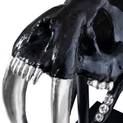 PHILLIPS COLLECTION SABER TOOTH SKULL SCULPTURE: BLACK, SILVER Pillows + Decor