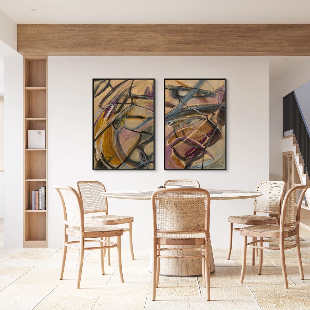 L ART Wall Art "ABSTRACT ON ANTIQUE NO.6" CANVAS ART 2 L ART Wall Art "ABSTRACT ON ANTIQUE NO.6" CANVAS ART