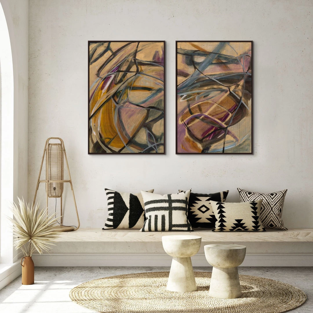 L ART Wall Art "ABSTRACT ON ANTIQUE NO.6" CANVAS ART 3 L ART Wall Art "ABSTRACT ON ANTIQUE NO.6" CANVAS ART