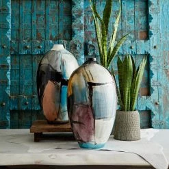 CYAN Pillows + Decor ABSTRACT SPRING PAINTED CERAMIC VASE