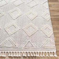 SURYA ADDA IVORY + GRAY DIAMOND TEXTURED PILE RUG