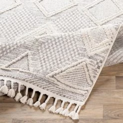 SURYA ADDA IVORY + GRAY DIAMOND TEXTURED PILE RUG