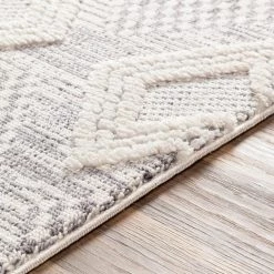 SURYA ADDA IVORY + GRAY DIAMOND TEXTURED PILE RUG