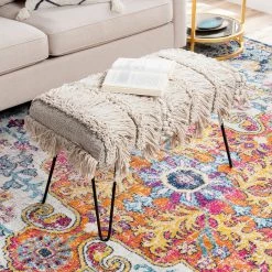 SURYA ADILAH HAND WOVEN FRINGE BENCH Furniture