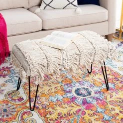 SURYA ADILAH HAND WOVEN FRINGE BENCH Furniture