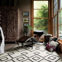LOLOI ADLER FLAT WEAVE: IVORY, BLACK Rug
