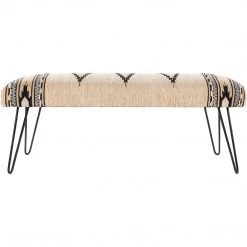 SURYA ADOBE COTTON KILIM BENCH: LIGHT CAMEL