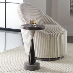 UTTERMOST AGED CONCRETE + BLACK NICKEL ACCENT TABLE Furniture