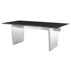 NUEVO Kitchen + Dining AIDEN BLACK MARBLE + STEEL DINING TABLE | 6.5'