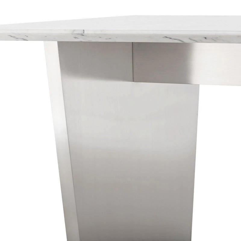 NUEVO AIDEN WHITE MARBLE + STEEL DINING TABLE | 6.5' 4 NUEVO AIDEN WHITE MARBLE + STEEL DINING TABLE | 6.5'