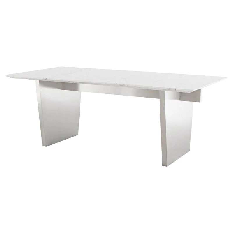 NUEVO AIDEN WHITE MARBLE + STEEL DINING TABLE | 6.5' 2 NUEVO AIDEN WHITE MARBLE + STEEL DINING TABLE | 6.5'