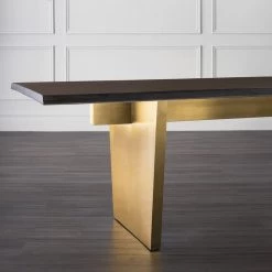 NUEVO Kitchen + Dining AIDEN SEARED OAK + GOLD LIVE EDGE DINING TABLE