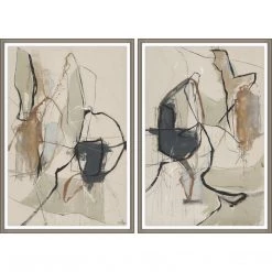 L ART "AISE I & II" GLASS FRAMED ART