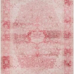 SURYA ABRIELLE VINTAGE PRINT FLAT RUG: ROSE