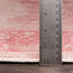 SURYA ABRIELLE VINTAGE PRINT FLAT RUG: ROSE