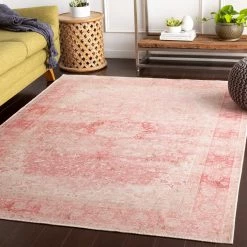 SURYA ABRIELLE VINTAGE PRINT FLAT RUG: ROSE