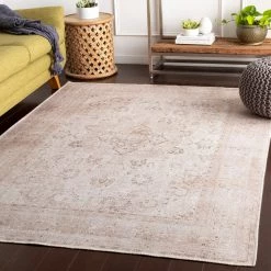 SURYA ABIGAIL VINTAGE PRINT FLAT RUG: STONE