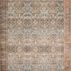 LOLOI ANANDA VINTAGE PRINT FLAT RUG: RUST, OCEAN