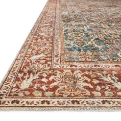 LOLOI ANANDA VINTAGE PRINT FLAT RUG: RUST, OCEAN 20 LOLOI ANANDA VINTAGE PRINT FLAT RUG: RUST, OCEAN