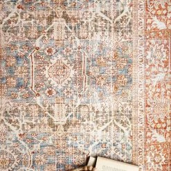 LOLOI ANANDA VINTAGE PRINT FLAT RUG: RUST, OCEAN 14 LOLOI ANANDA VINTAGE PRINT FLAT RUG: RUST, OCEAN