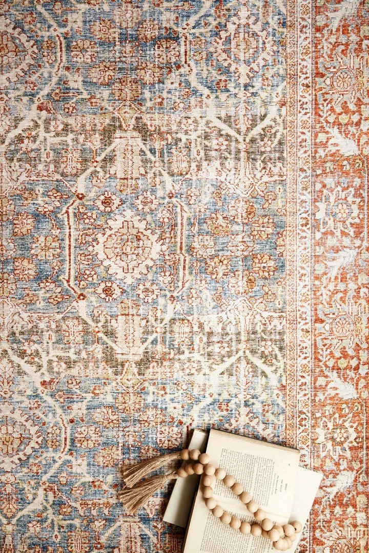 LOLOI ANANDA VINTAGE PRINT FLAT RUG: RUST, OCEAN 4 LOLOI ANANDA VINTAGE PRINT FLAT RUG: RUST, OCEAN
